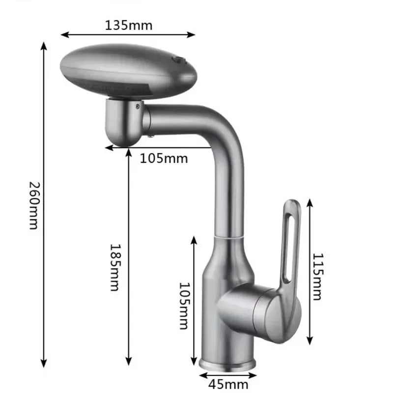 Torneira Multifuncional Para Cascata, 4 Modo De Saída De Água, Torneira De Pulverização, Rotação 360 °, Água Quente E Fria, Mist